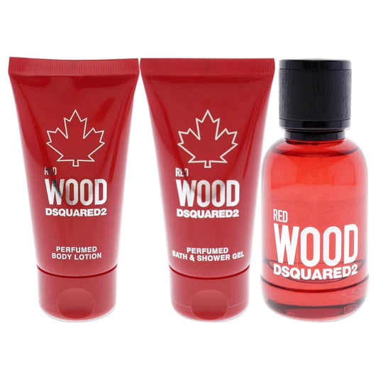 Set regalo da 3 pezzi in legno rosso